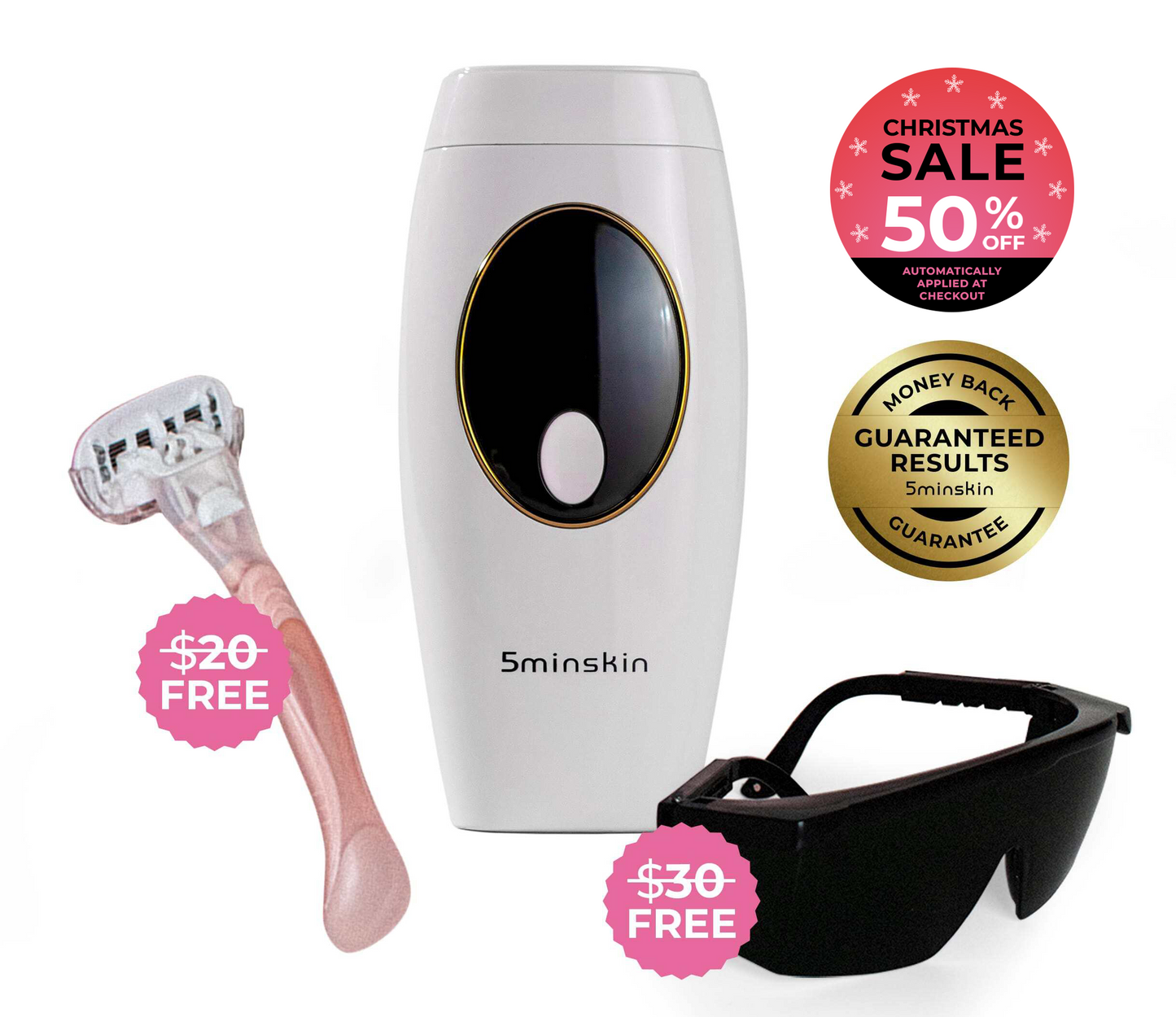 5MINSKIN AT-HOME LASER HAIR REMOVAL HANDSET - 50% OFF CHRISTMAS SALE