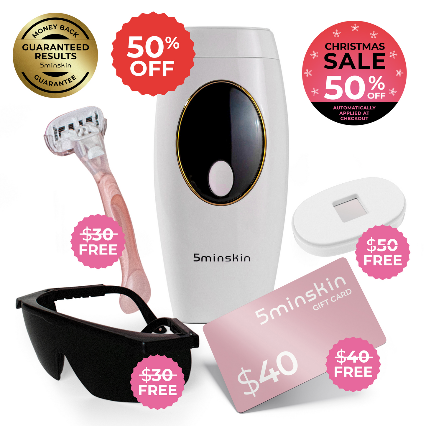 5MINSKIN AT-HOME LASER HAIR REMOVAL HANDSET - 50% OFF CHRISTMAS SALE