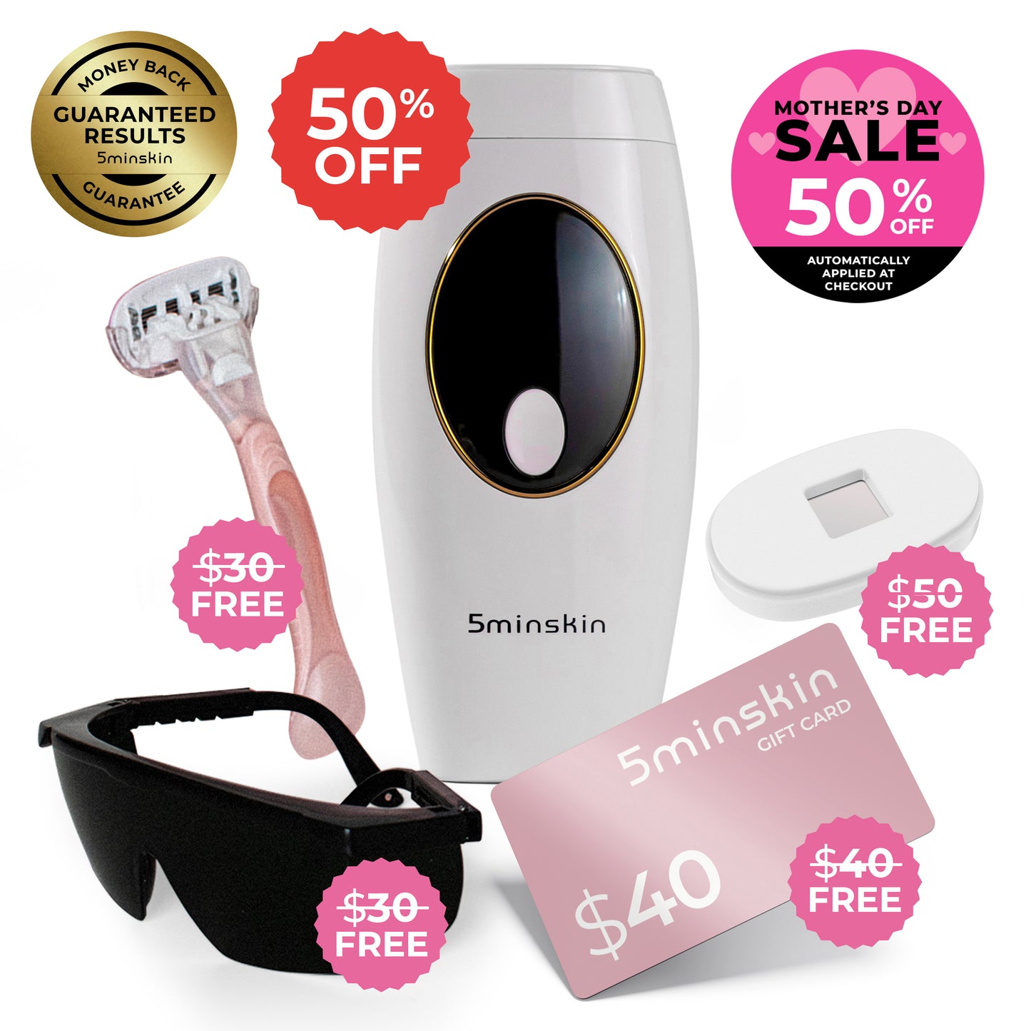 5MINSKIN AT-HOME LASER HAIR REMOVAL HANDSET - 50% OFF MOTHER'S DAY SALE