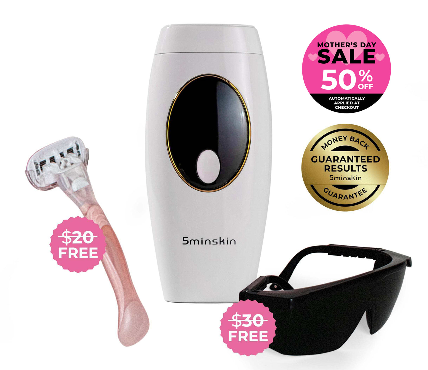 5MINSKIN AT-HOME LASER HAIR REMOVAL HANDSET - 50% OFF MOTHER'S DAY SALE